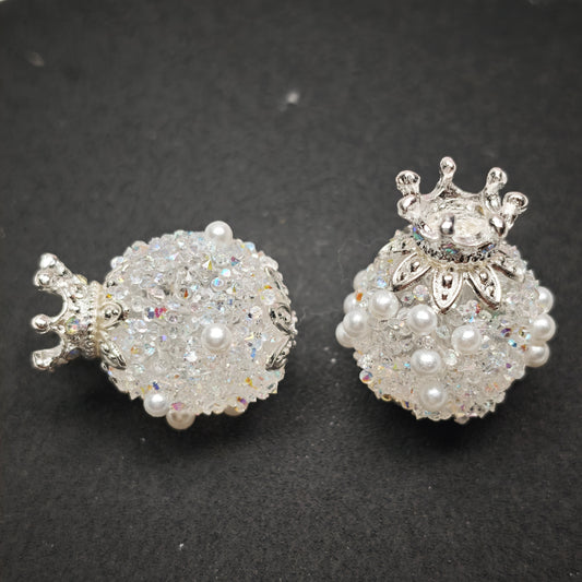 [KM6875]- 18mm*25mm Crown Sugar Fancy Beads With Flower Stand  (The BOM See Description)