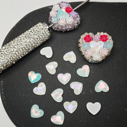 [KM6885]- 8.5mm*10mm Love Heart Crystal Diamonds, Flat Bottom