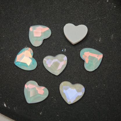 [KM6885]- 8.5mm*10mm Love Heart Crystal Diamonds, Flat Bottom