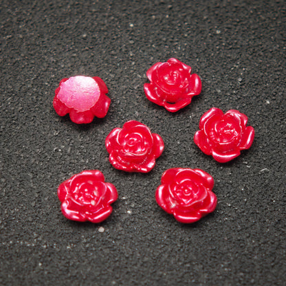 [KM1059]- 6mm Pearl Looking Resin Rose Flower Nail Charms, For making Fancy Pen Or Fancy Bead