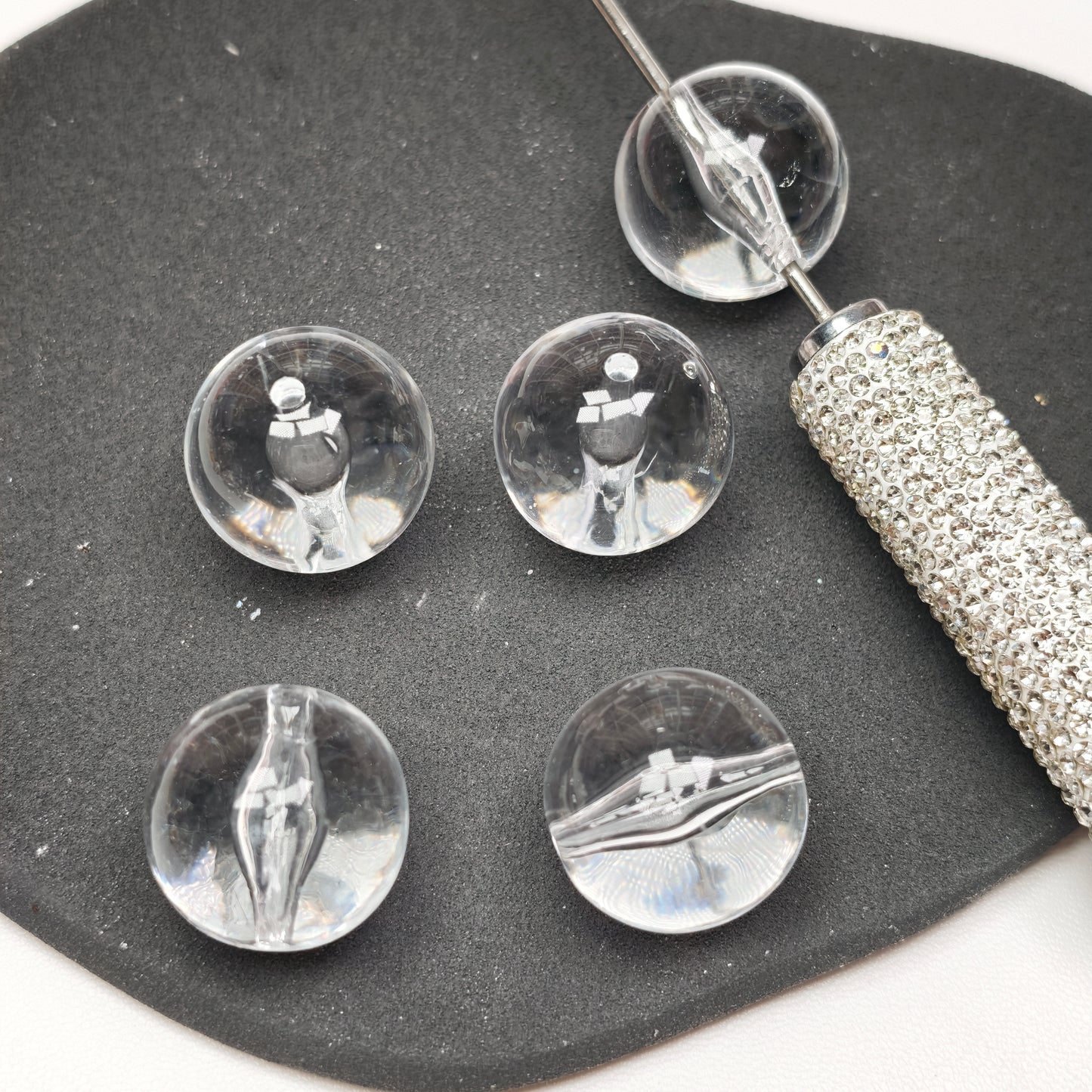 [KM6887]- 22mm Clear Round Based Beads, Fit Pens