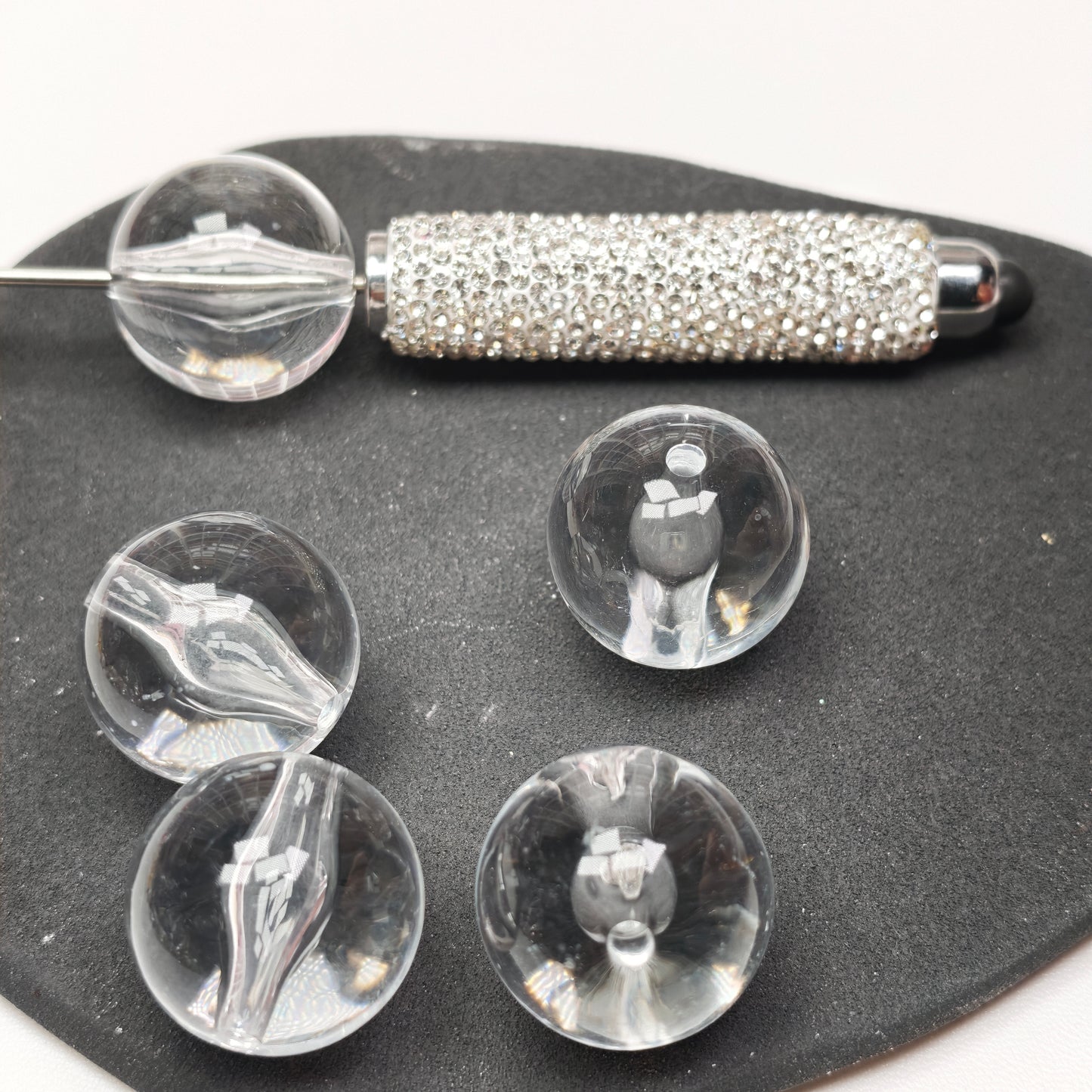 [KM6888]- 25mm Clear Round Based Beads, Fit Pens