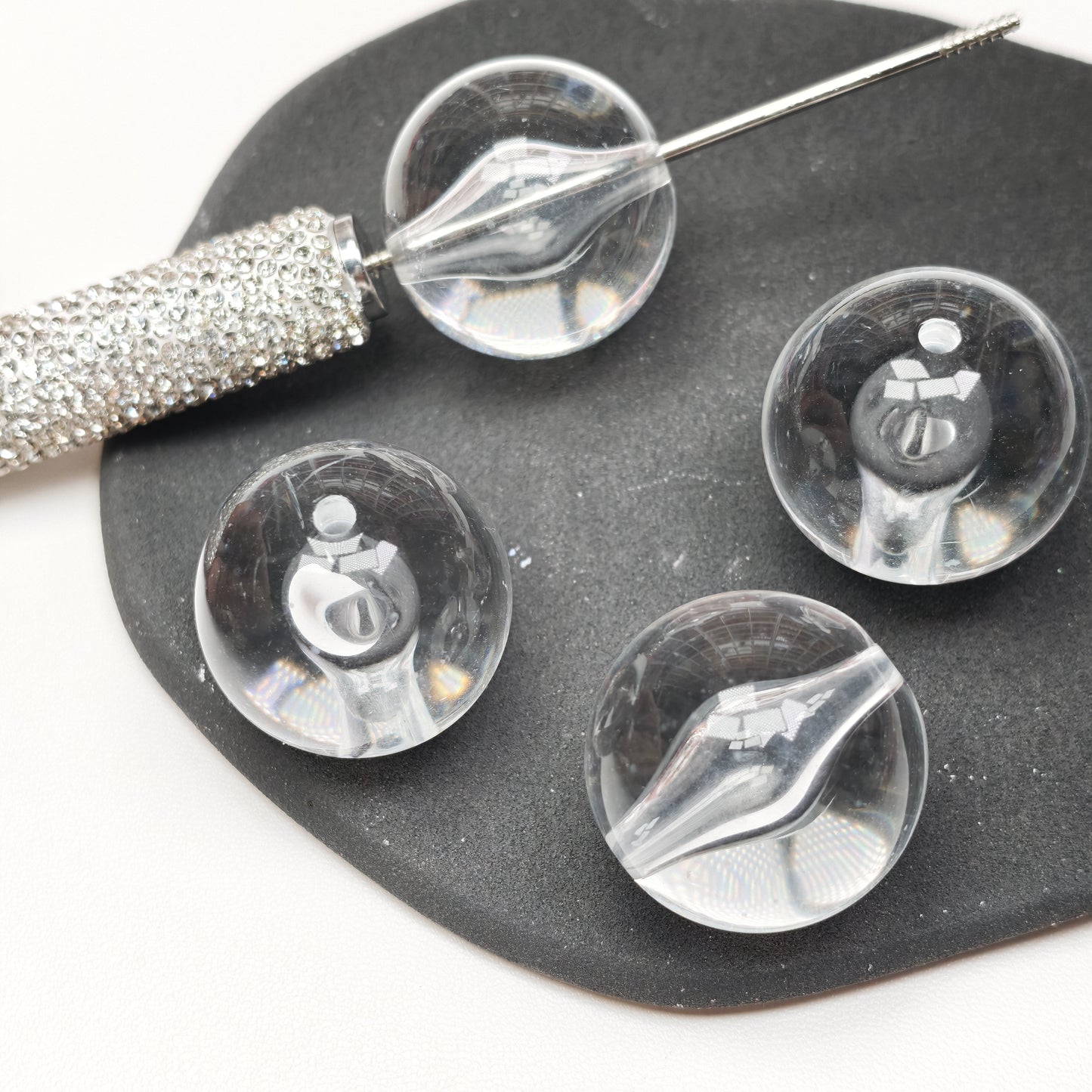 [KM6889]- 30mm Clear Big Round Based Beads, Fit Pens