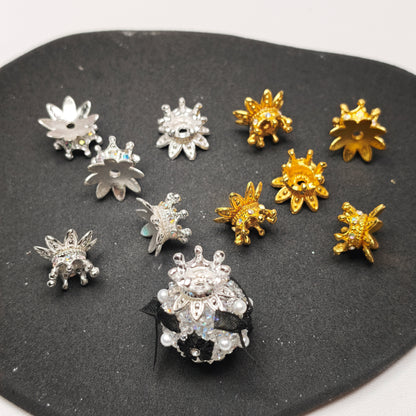 [KM6873]- 9mm*14mm Crown Flower Spacers Metal Beads