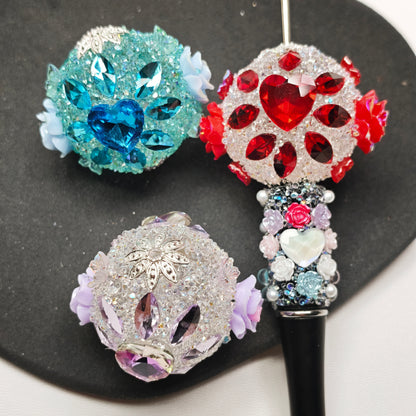 [KM6908]- 34mm Heart Horse Eyes Crystal Diamonds Fancy Beads