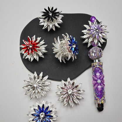 [KM6911]- 40mm Double Sided Spin Rotating, Sunflower Metal Fancy Beads