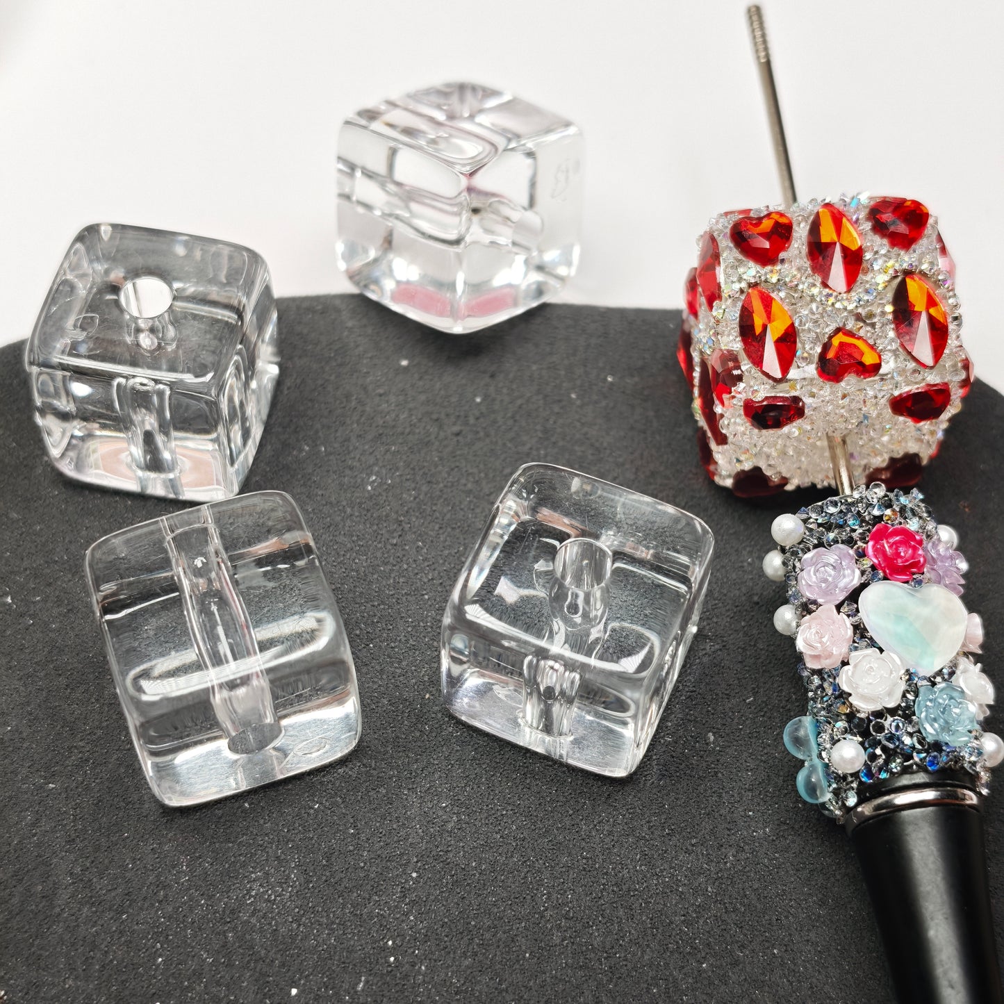 [KM6913]- 20mm Clear Big Square Cubes Based Beads
