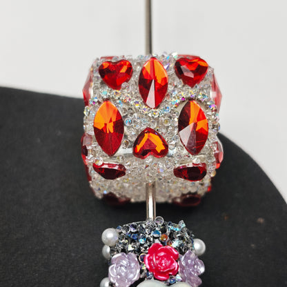 [KM6914]- 22mm Big Square Cubes Heart Crystal Fancy Beads