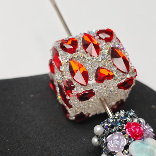 [KM6914]- 22mm Big Square Cubes Heart Crystal Fancy Beads