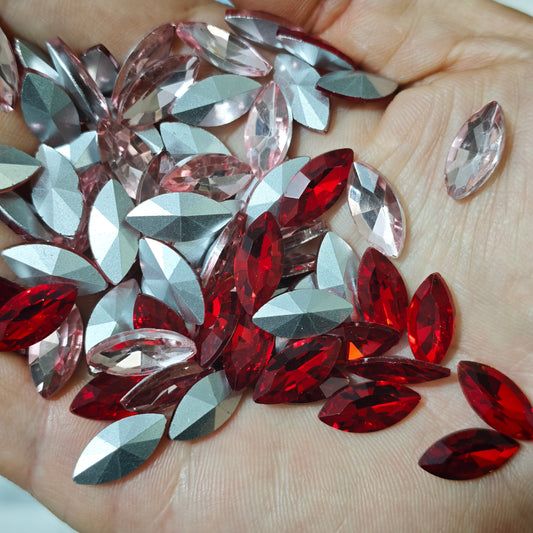 [KM6921]- 7mm*15mm Horse Eye Crystal Diamonds, Tapered Bottom