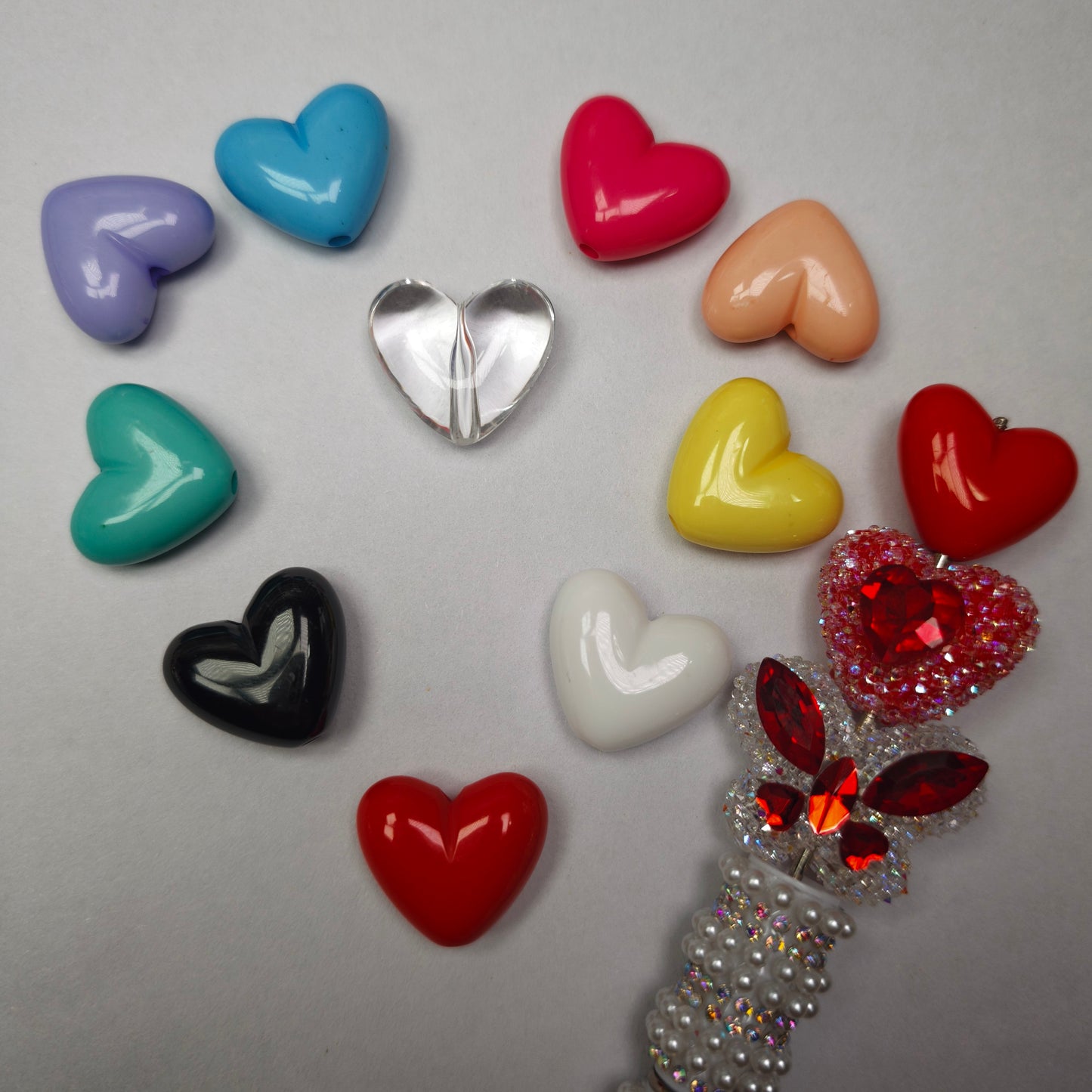 [KM6924]- 21mm*24mm Medium Szie Domed Heart Based Beads