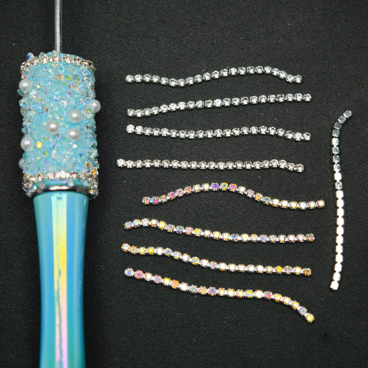 [KM6930]- 1.5mm Width, Pre-Cut Diamonds Short Silver Chain for Beadable Pen, Length Fit Pens