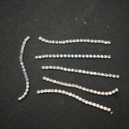 [KM6930]- 1.5mm Width, Pre-Cut Diamonds Short Silver Chain for Beadable Pen, Length About 41mm With 21PCS Diamonds, Length Fit Pens