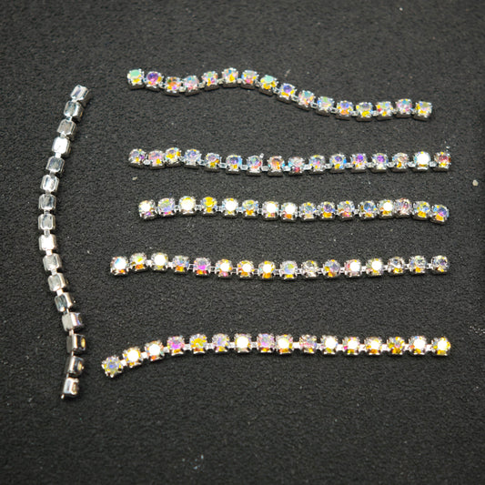 [KM6929]- 2mm Width, Pre-Cut Diamonds Short Silver Chain for Beadable Pen, Length Fit Pens