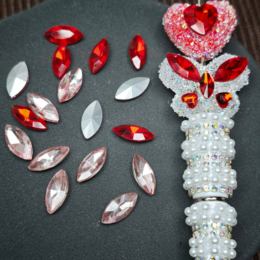 [KM6921]- 7mm*15mm Horse Eye Crystal Diamonds, Tapered Bottom