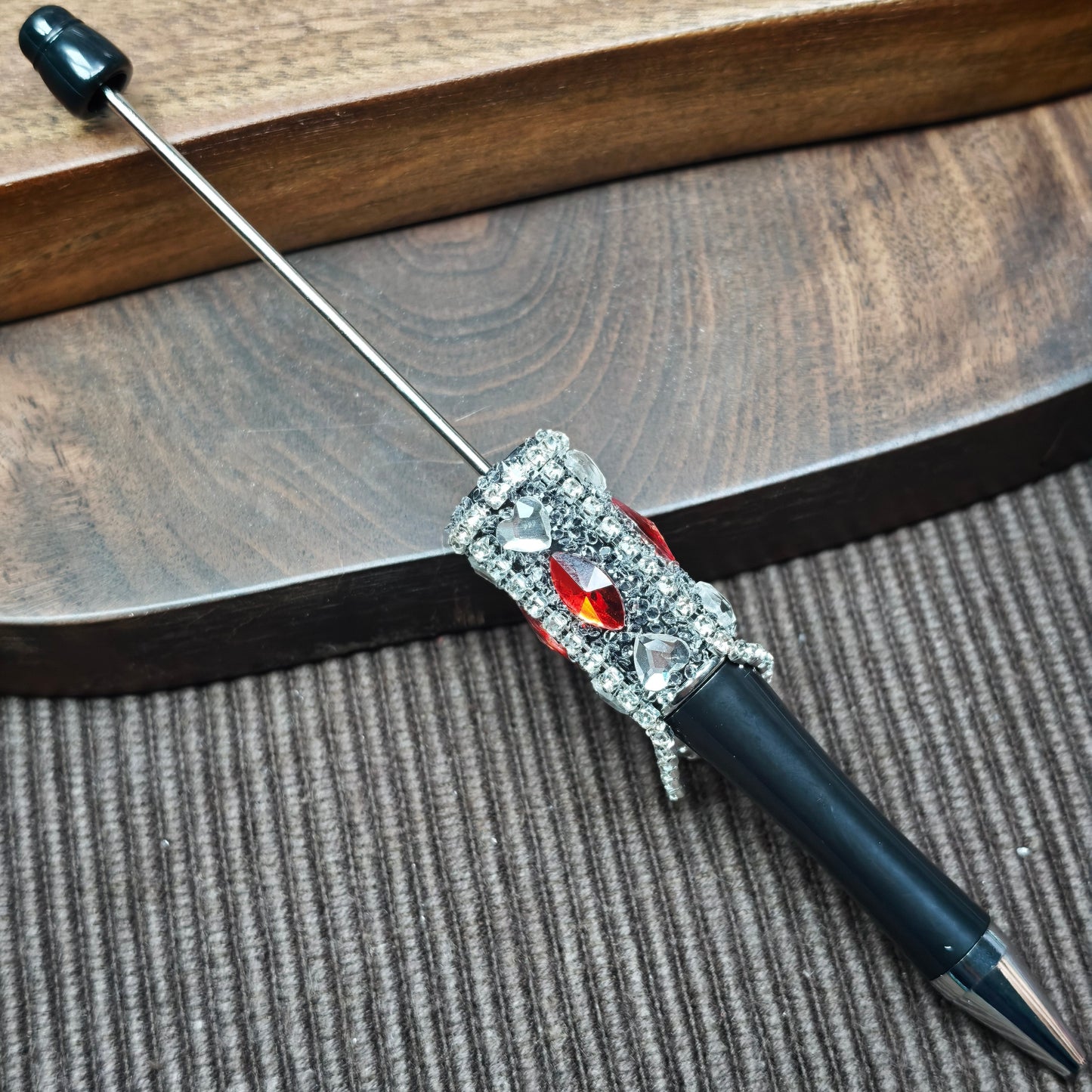 [KM6931]- Love Heart Diamond + Horse Eyes Crystal Diamonds With Chain Fancy Beadable Pens