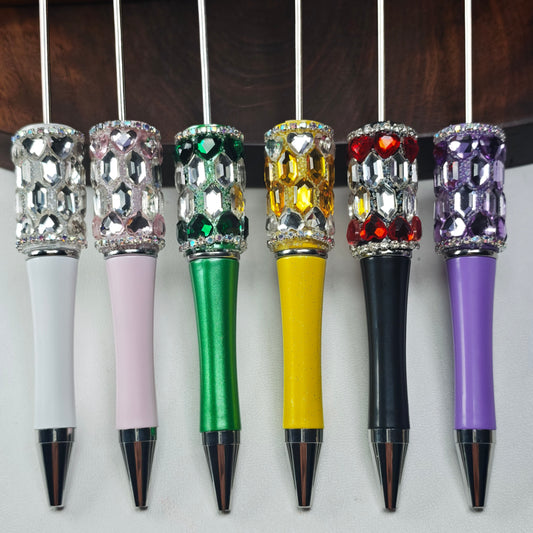 [KM6932]- Love Heart + Double-Pointed Diamonds Fancy Beadable Pens