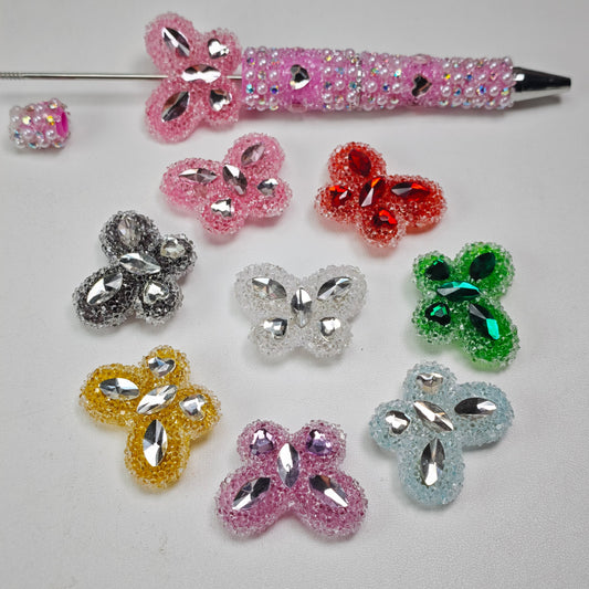 [KM6934]- 32mm*24mm Butterfly Crystal Diamonds Fancy Sugar Beads