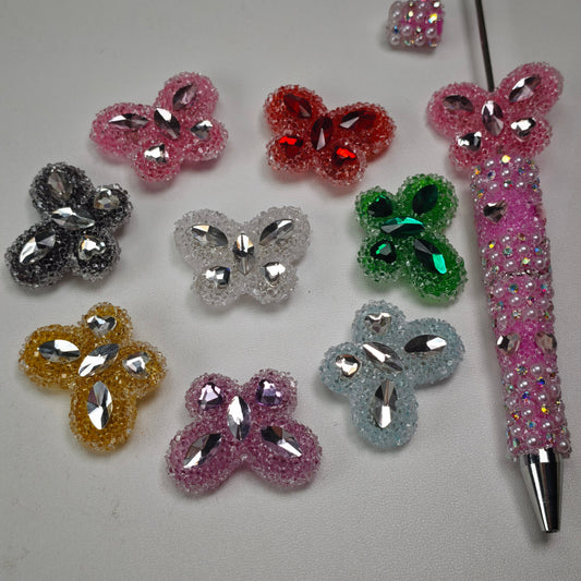 [KM6934]- 32mm*24mm Butterfly Crystal Diamonds Fancy Sugar Beads