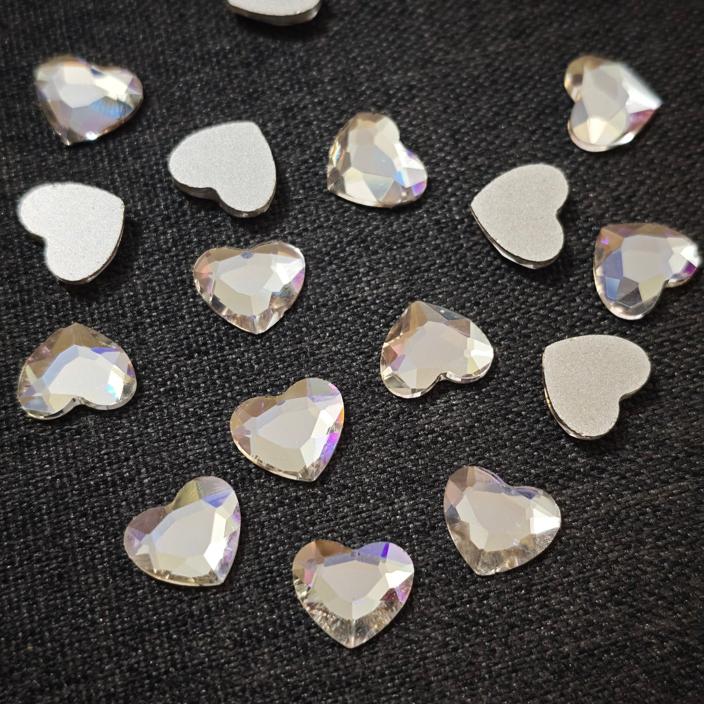 [KM6935]- 8.5mm*10mm Flat Bottom, Love Heart Shaped Crystal Diamonds, Glass Rhinestone Charms
