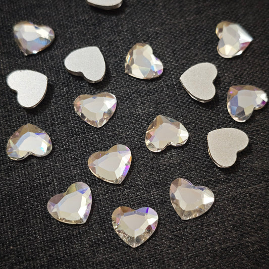 [KM6935]- 8.5mm*10mm Flat Bottom, Heart Shaped Crystal Diamonds