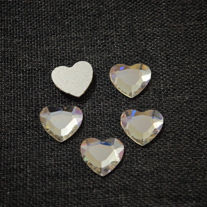 [KM6935]- 8.5mm*10mm Flat Bottom, Love Heart Shaped Crystal Diamonds, Glass Rhinestone Charms