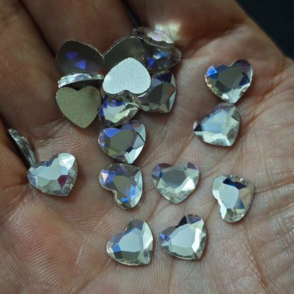 [KM6935]- 8.5mm*10mm Flat Bottom, Love Heart Shaped Crystal Diamonds, Glass Rhinestone Charms