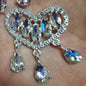 [KM6002]- 34mm*40mm Crystal Heart Metal Charms With WaterDrop Dangle