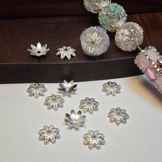 [KM1323]- 14mm Sliver or Gold Flower Stand Metal Spacers, Beads Caps, Fit For Beadable Pens