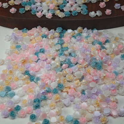 [KM6937]- 8mm Two-Color Luminous Pearl Paint Rose Flower Charms