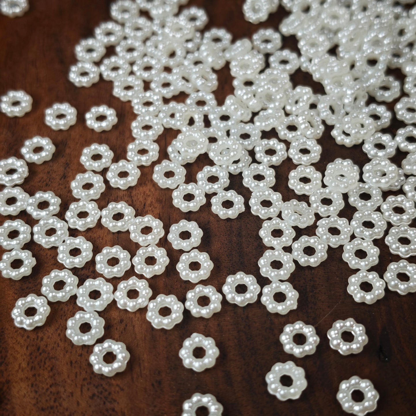 [KM6943]- 6mm Acrylic Pearl Spacers Rings, Fit Beadable Pens