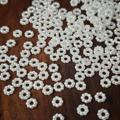 [KM6943]- 6mm Acrylic Pearl Spacers Rings, Fit Beadable Pens