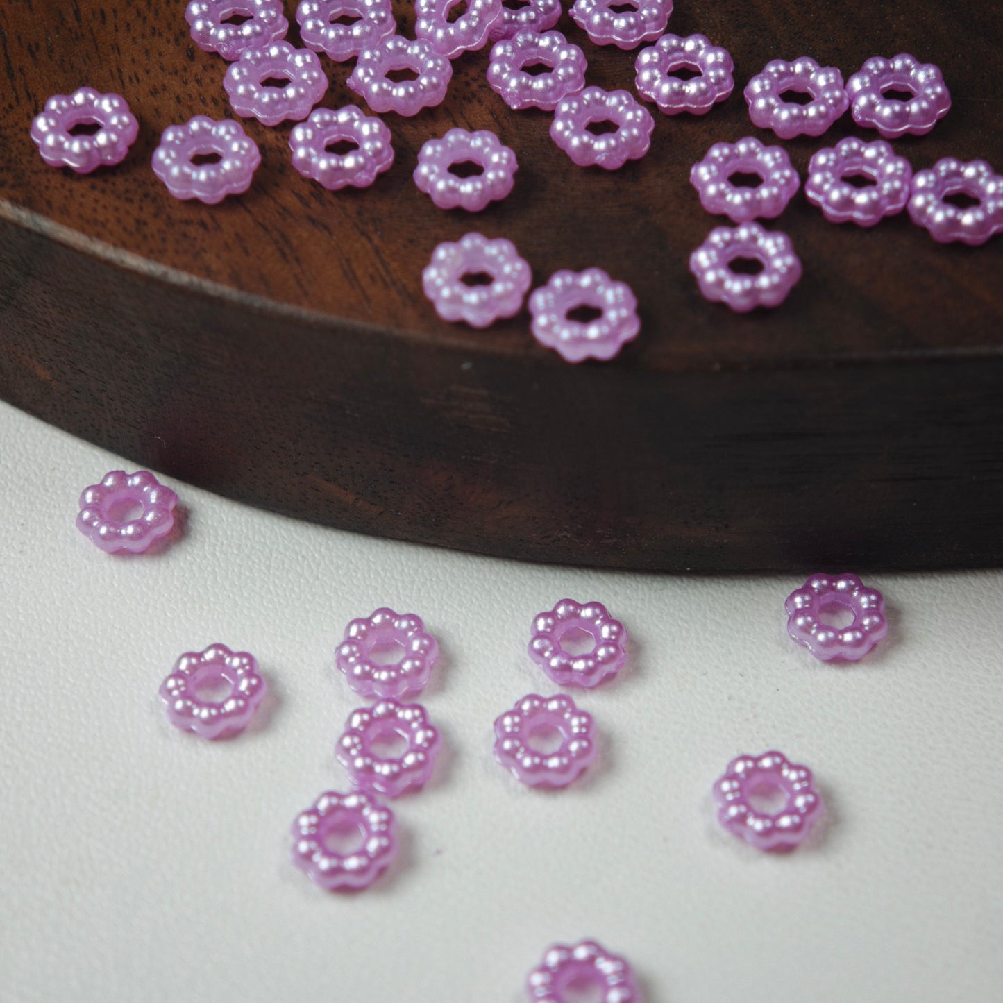 [KM6943]- 6mm Acrylic Pearl Spacers Rings, Fit Beadable Pens