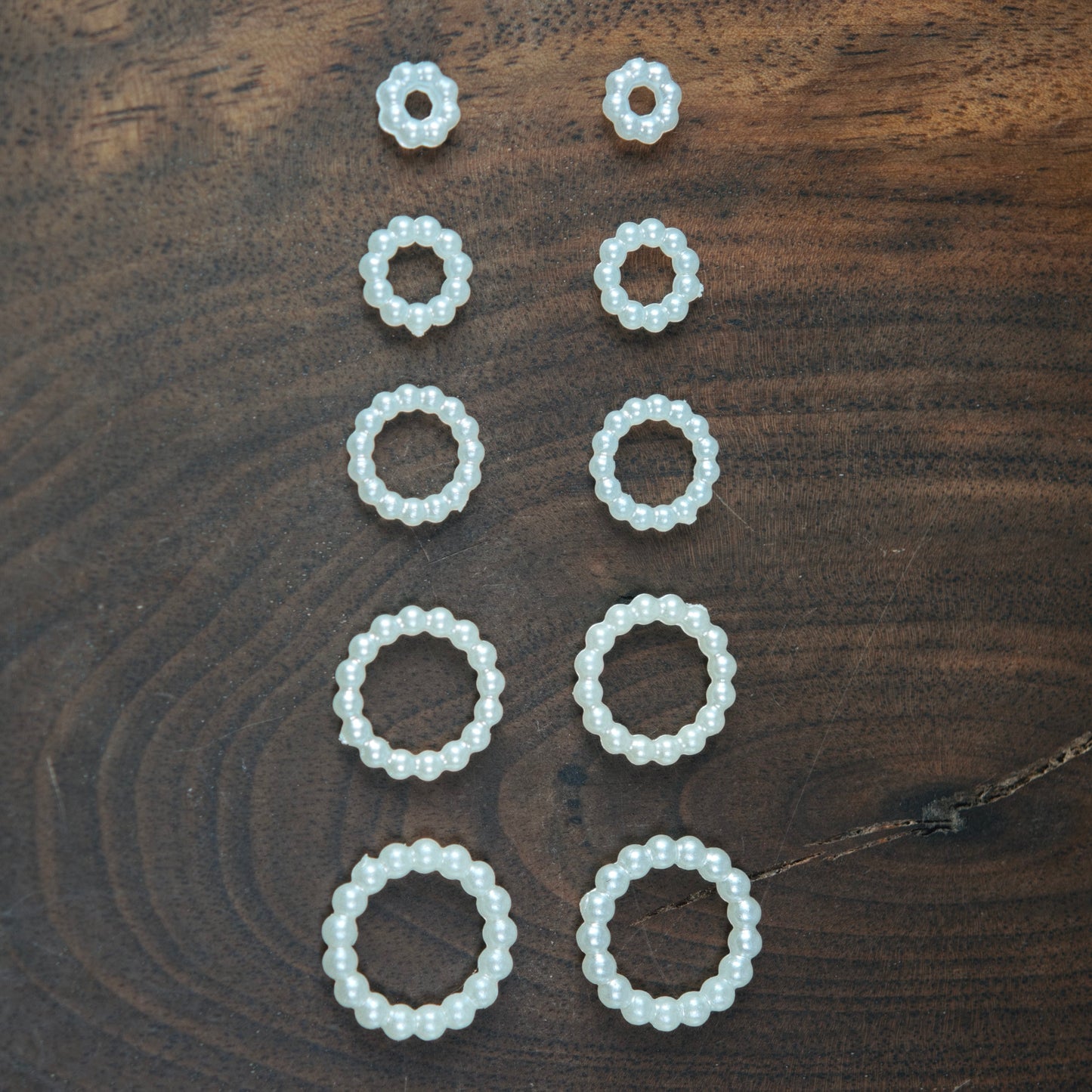 [KM6944]- 6mm, 8mm, 10mm, 12mm, 14mm, Acrylic Pearl White Spacers Rings, Use for DIY Fancy Beads