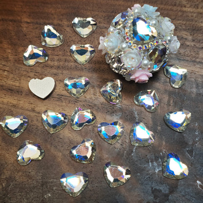 [KM6935]- 8.5mm*10mm Flat Bottom, Love Heart Shaped Crystal Diamonds, Glass Rhinestone Charms