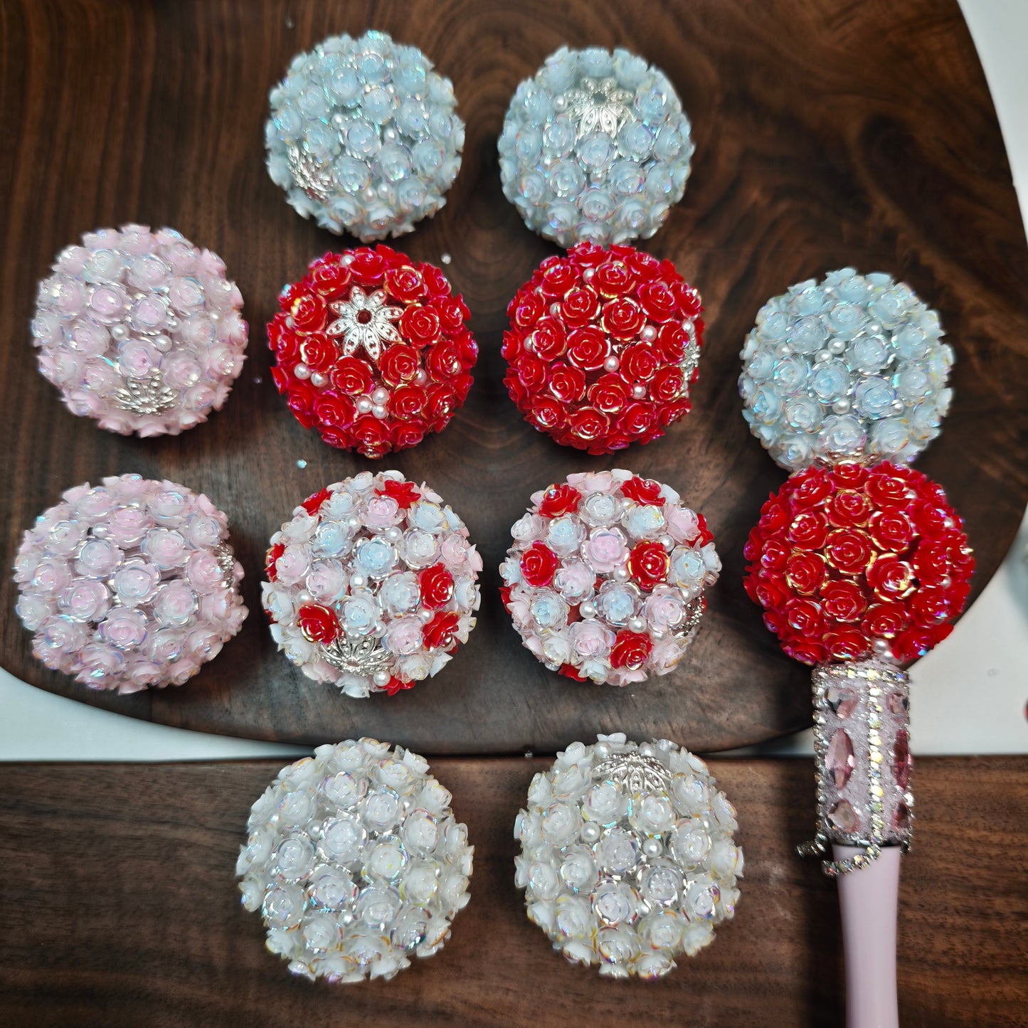 [KM6904]- 34mm Big Rose Flower Ball Fancy Beads, Fit Pens