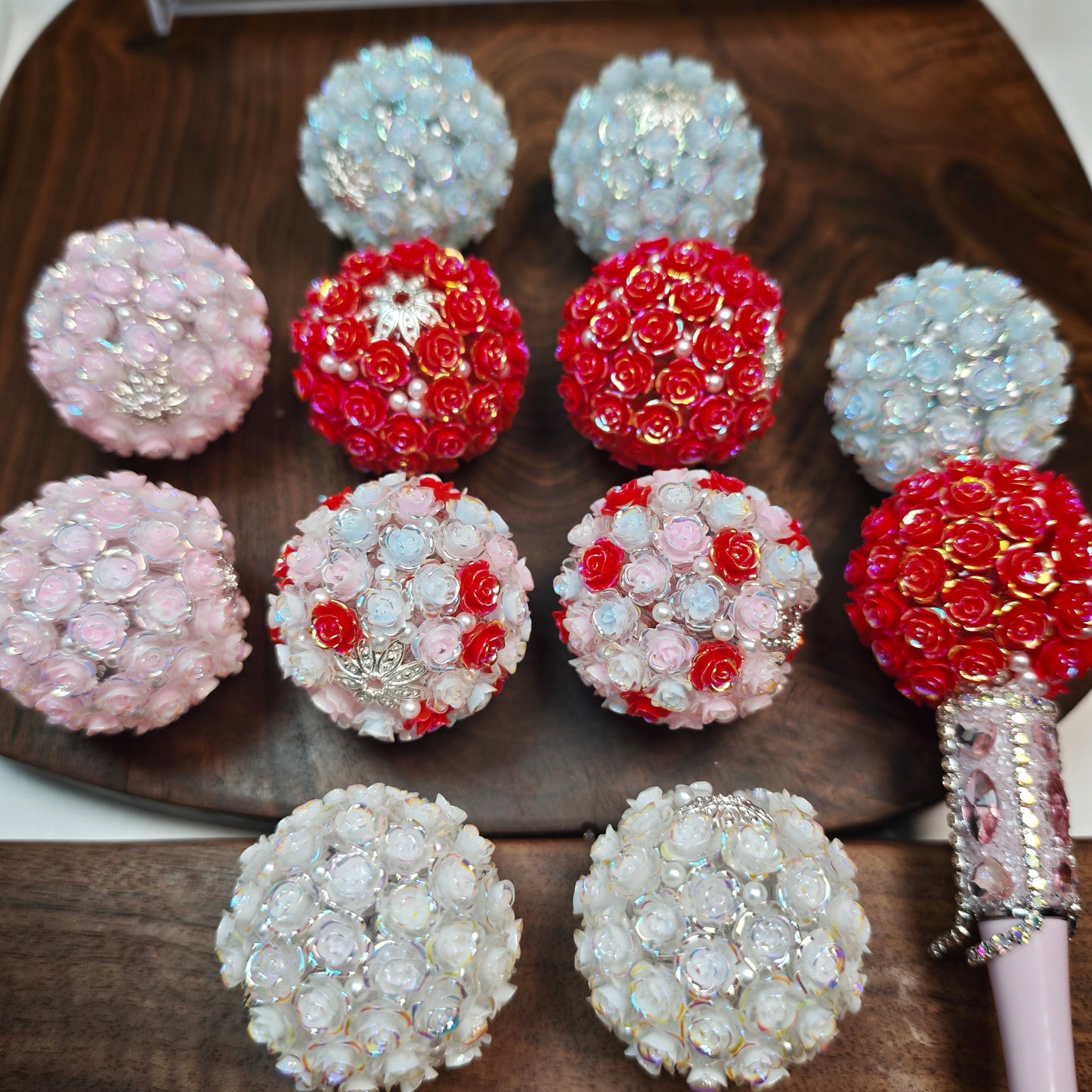 [KM6904]- 34mm Big Rose Flower Ball Fancy Beads, Fit Pens
