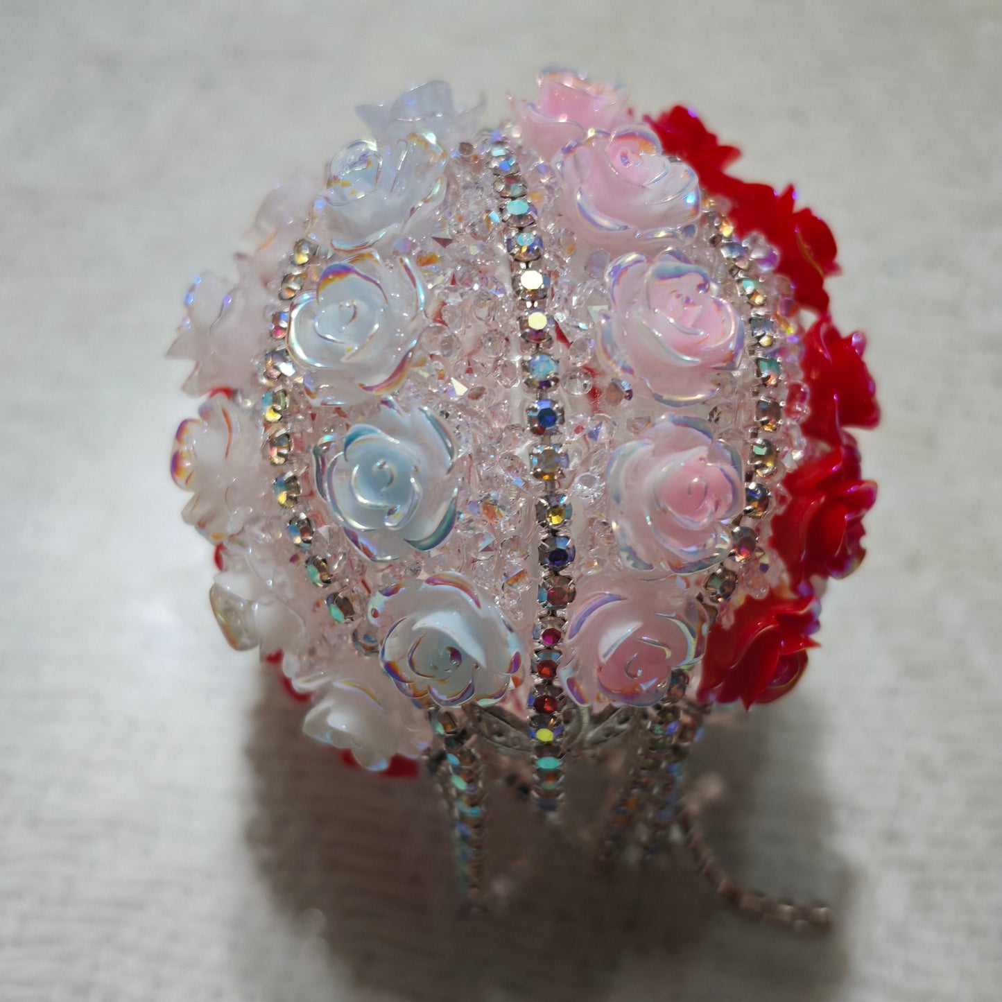 Video- [KM6968]- 34mm Colourful Luminous Rose Flower Fancy Beads