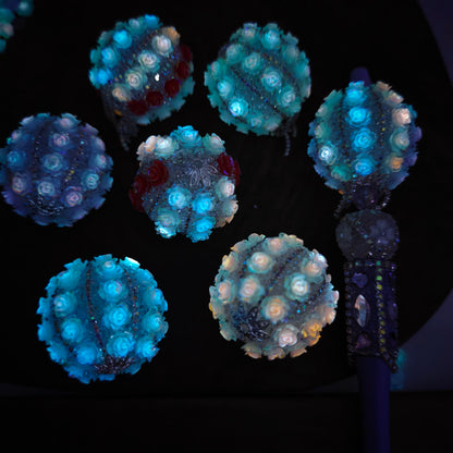 Video- [KM6968]- 34mm Colourful Luminous Rose Flower Fancy Beads