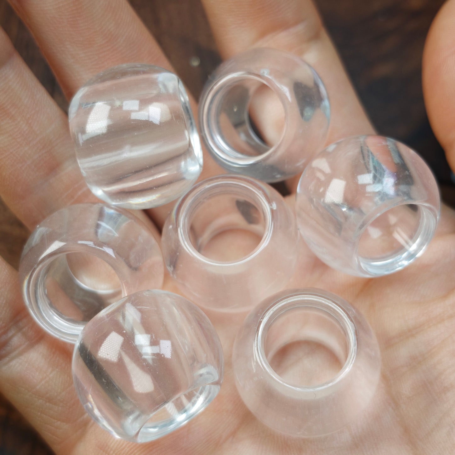[KM6964]- 19mm*25mm, Hole:13.5mm, Big Hole Clear Acrylic Based Beads