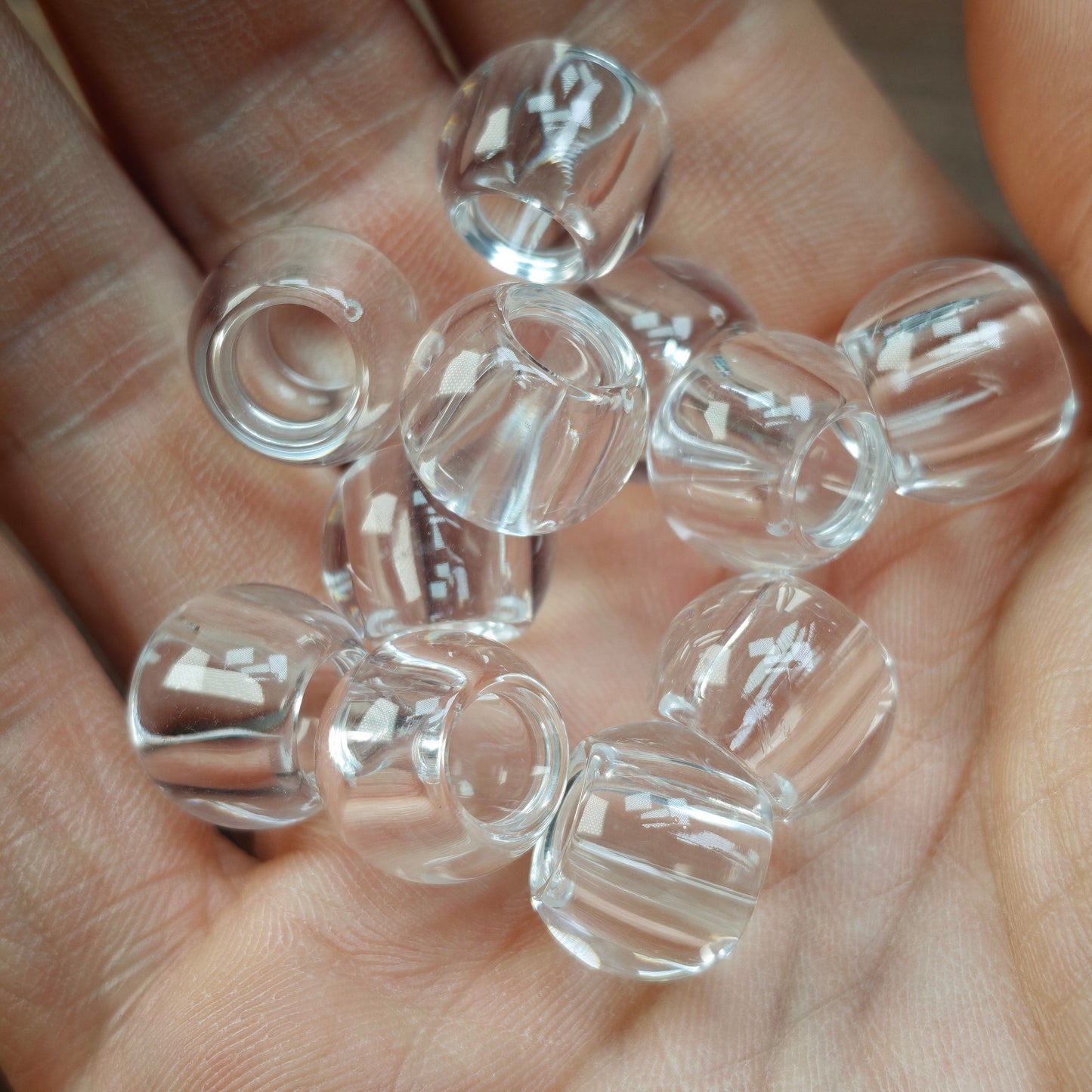 [KM6966]- 10.5mm*13.5mm, Hole:7mm, Big Hole Clear Acrylic Based Beads