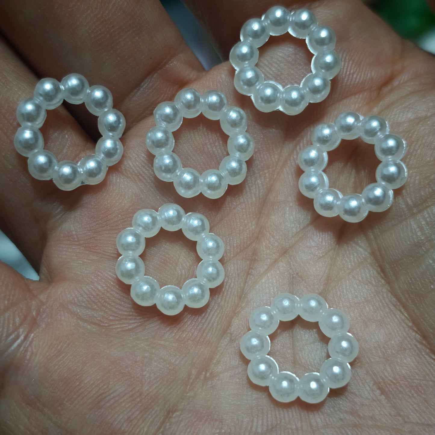[KM6979]- 15mm Acrylic Pearl White and Colorful Spacers Rings