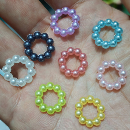 [KM6979]- 15mm Acrylic Pearl White and Colorful Spacers Rings