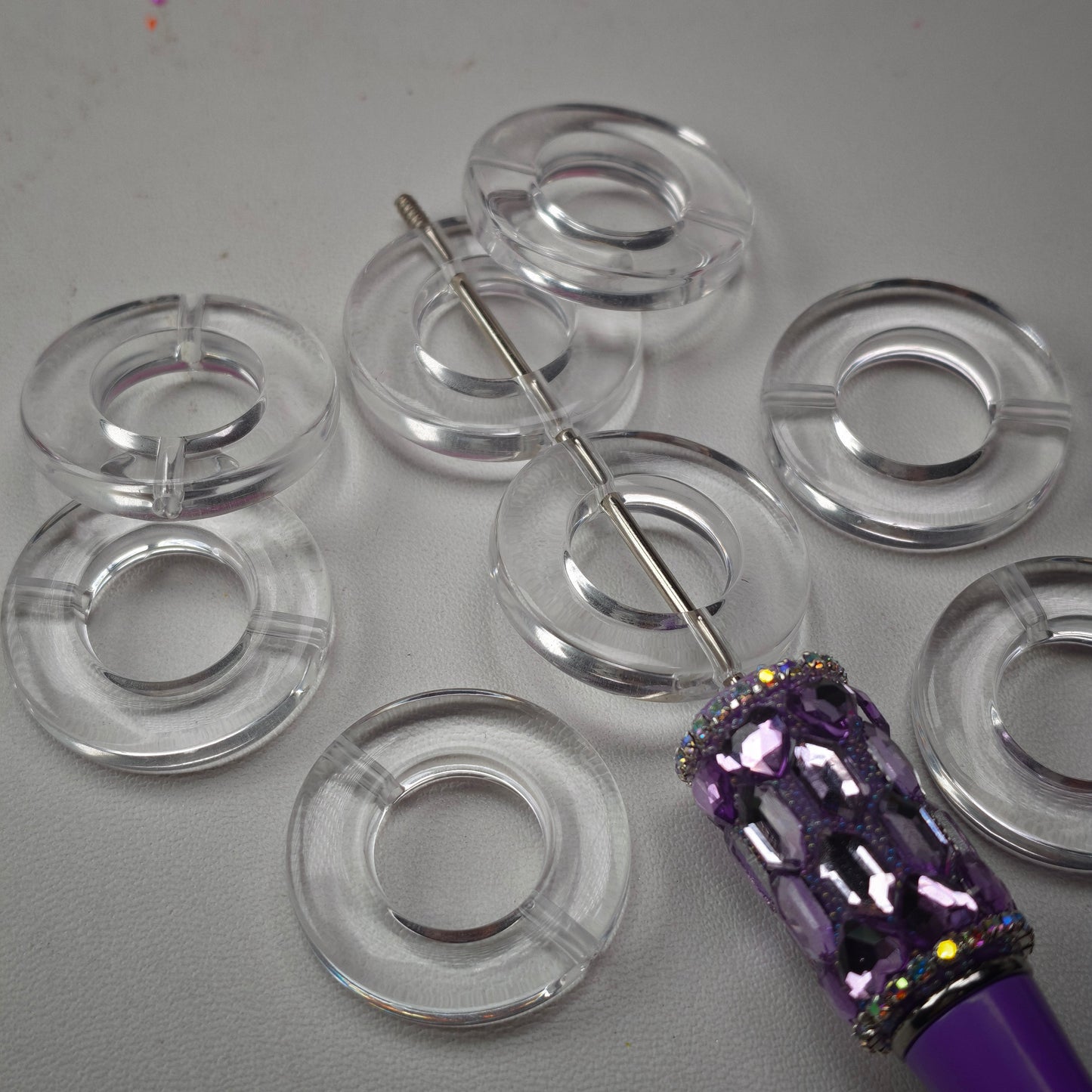 [KM6985]- 27mm Clear Flat Round Rings Based Beads, Inner Ring:15mm, Thickness:5.3mm