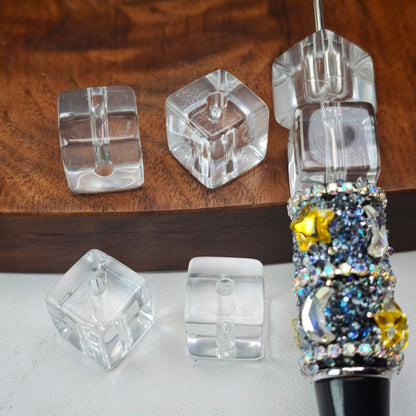 [KM6986]- 13mm*13.3mm Clear Square Cubes Based Beads