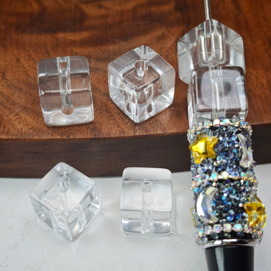 [KM6986]- 13mm*13.3mm Clear Square Cubes Based Beads