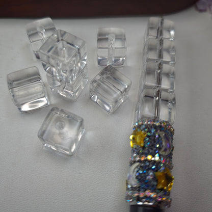 [KM6986]- 13mm*13.3mm Clear Square Cubes Based Beads