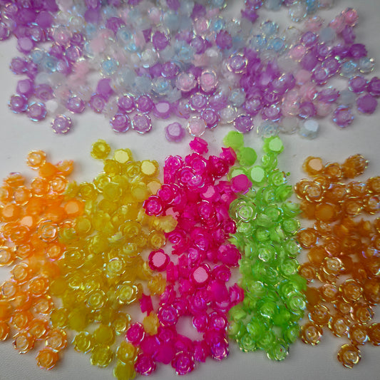 [KM6987]- 8mm UV Neon Color Luminous Roae Flower Charms