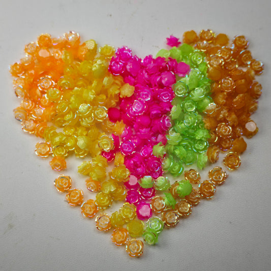 [KM6987]- 8mm UV Neon Color Luminous Roae Flower Charms