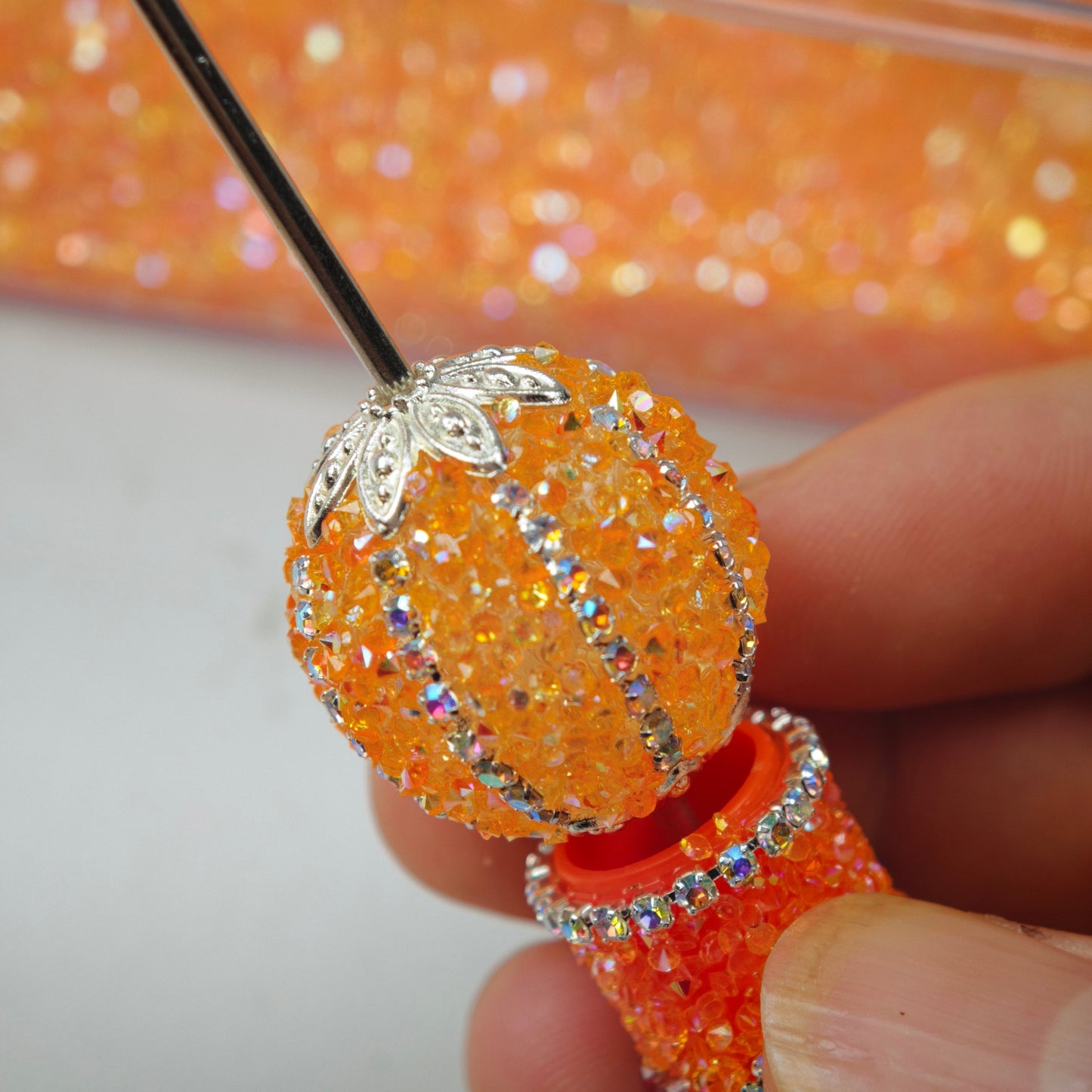 [KM6992]- 23.5mm Neon Orange Color Pumpkin Fancy Sugar Beads